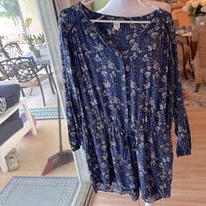 GAP Blue Long Sleeve Bishop Sundress